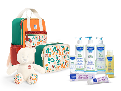 Zestaw wyprawkowy premium - plecak, kosmetyczka i bestsellery Mustela - wersja terracotta - Mustela Polska - 1