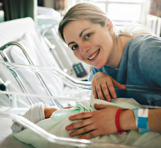 newborn baby with mom